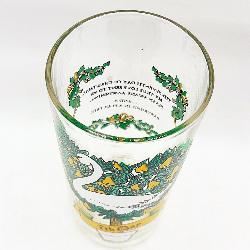 Vintage 7th Day Seven Swans A Swimming 12 Days Christmas Drinking Glass Tumbler - Picture 6 of 7
